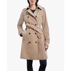 London Fog DOUBLE BREASTED BUTTON FRONT TRENCH WITH BELT and DETACHABLE hood XL